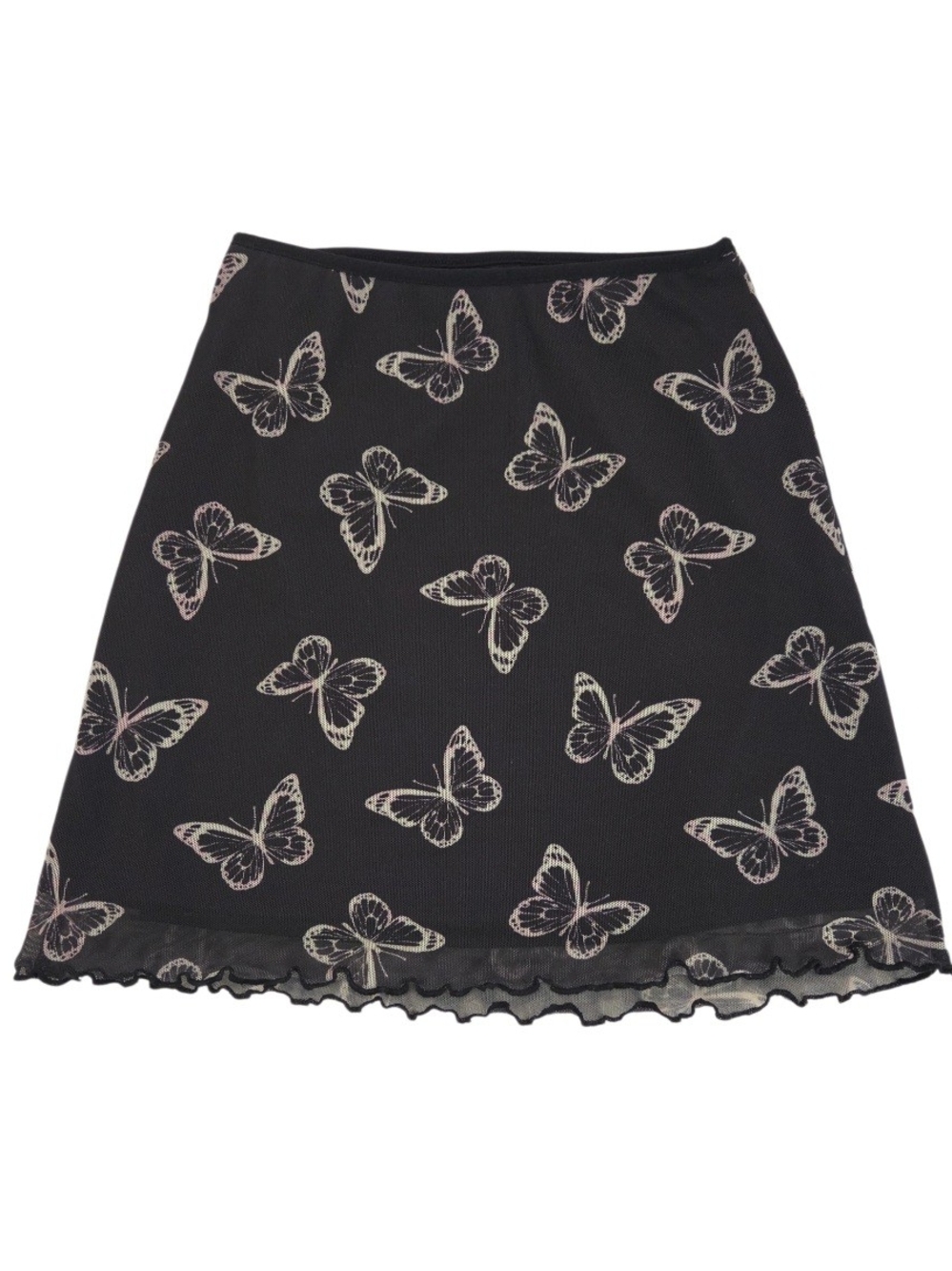 art class 90s Style Black Butterfly A-Line Skirt with Pale Pink Accents